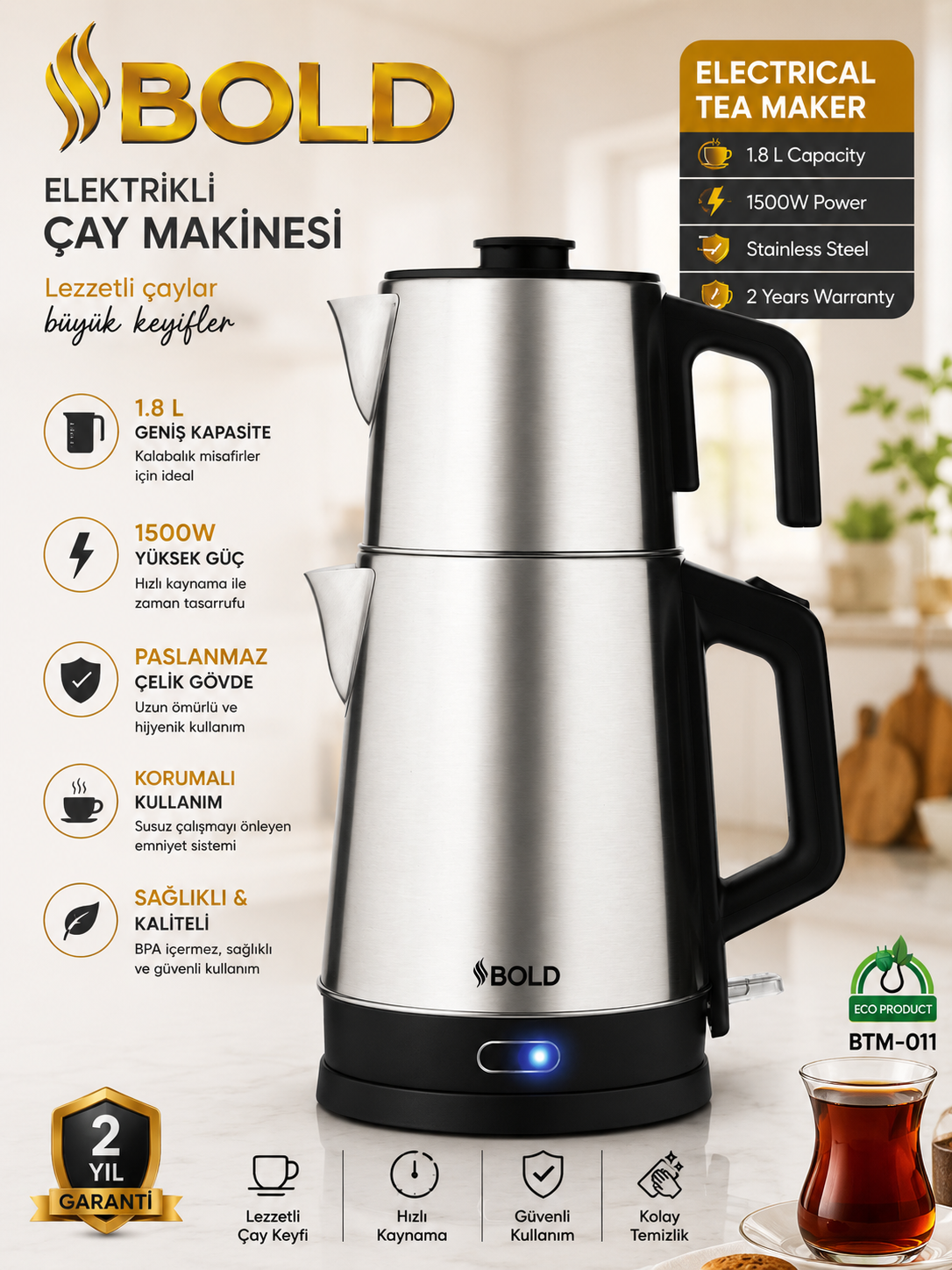 BOLD Elektrikli Çaycı | Otomatik Çay Makinesi görsel 1