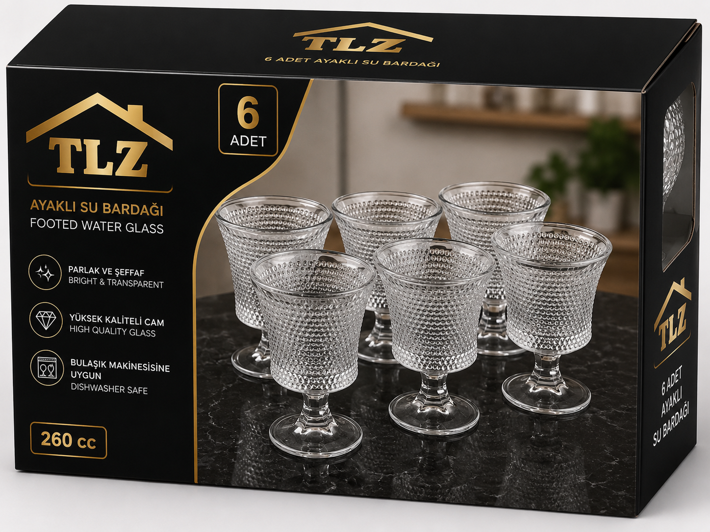 TLZ 6’lı Kahve Yanı Bardağı | Cam, Su, Meşrubat ve İçecek Bardakları görsel 1