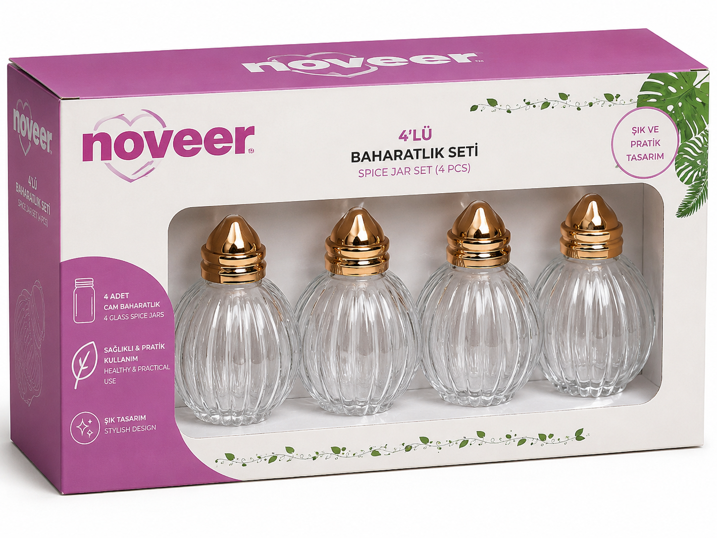 NOOVER 4’lü Baharatlık Seti | Şık ve Pratik Baharat Saklama Kapları görsel 2