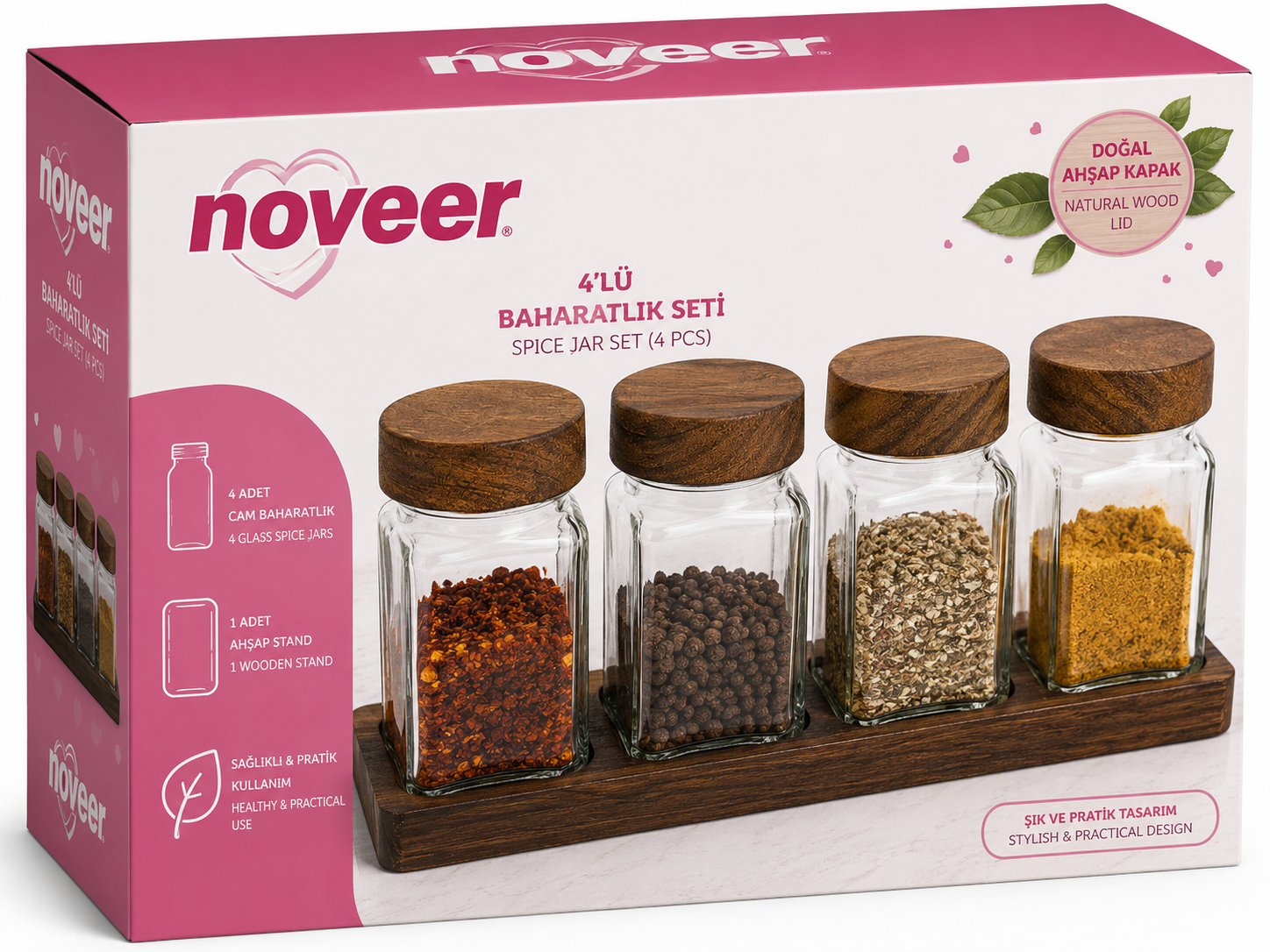 NOOVER 4’lü Baharatlık Seti | Şık ve Pratik Baharat Saklama Kapları görsel 1