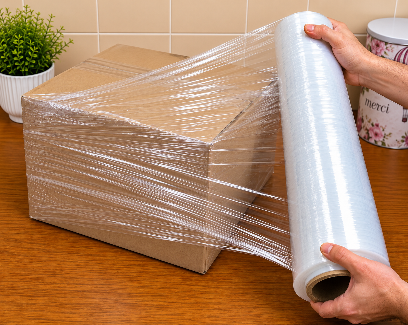 BBPLASTİKAMBALAJ 6 Adet 17 Mikron 50cmx200mt El Tipi Paketleme Ve Palet Streci (NET 200 METRE) görsel 3