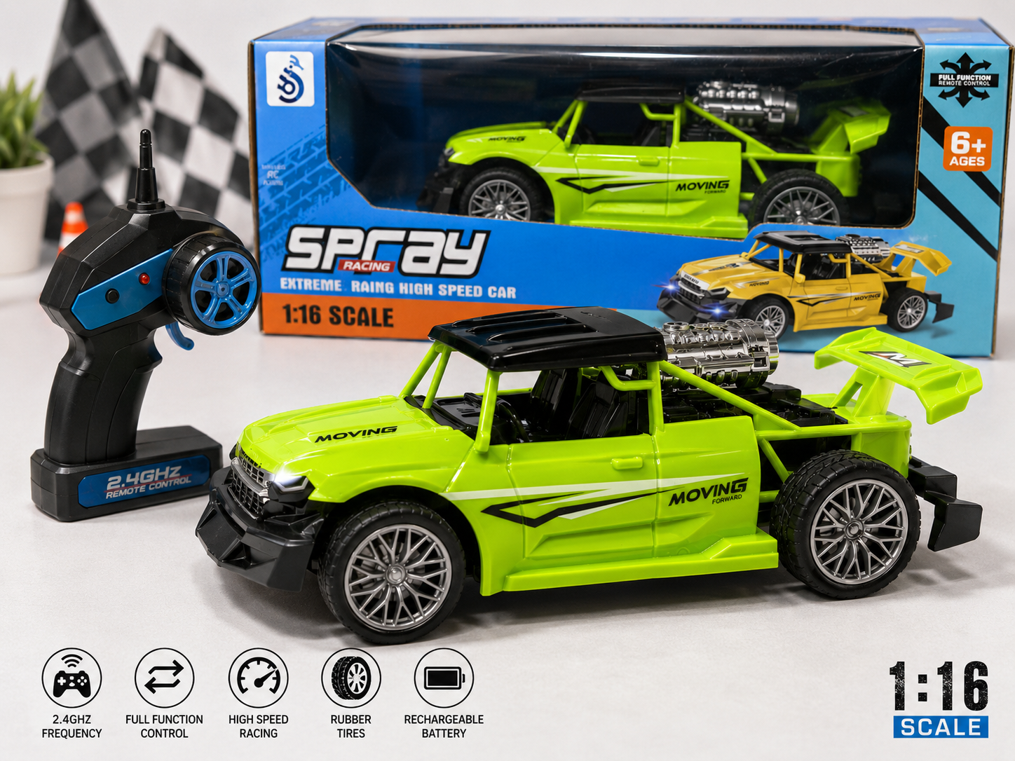 SUPERİOR 1:22 Ölçek 2.4 Ghz Özel Kumandalı 4 Çeker Full Fonksiyon Işıklı 25 km Hızlı Drift RC Araba görsel 1